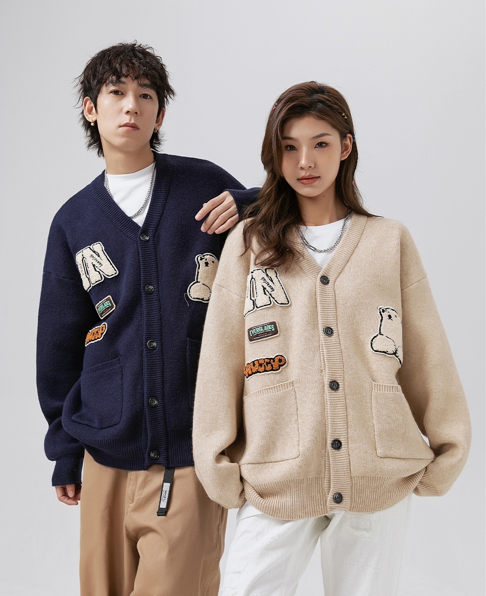 11M16 美式學院風熊熊針織外套 三色