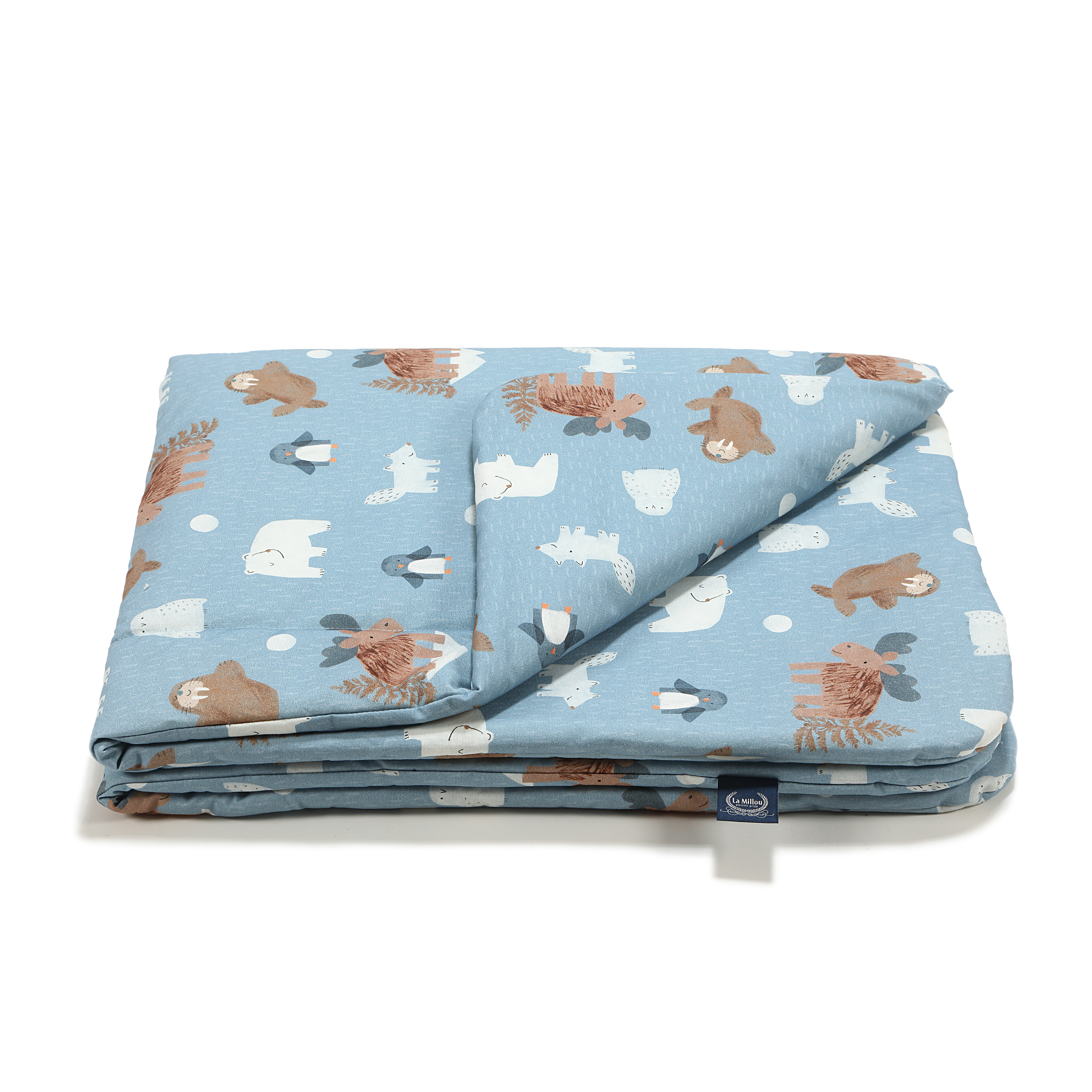 La Millou波蘭 竹纖涼感被(140x110cm)｜抗菌被｜無流蘇簡約質感｜北極好朋友(藍底)