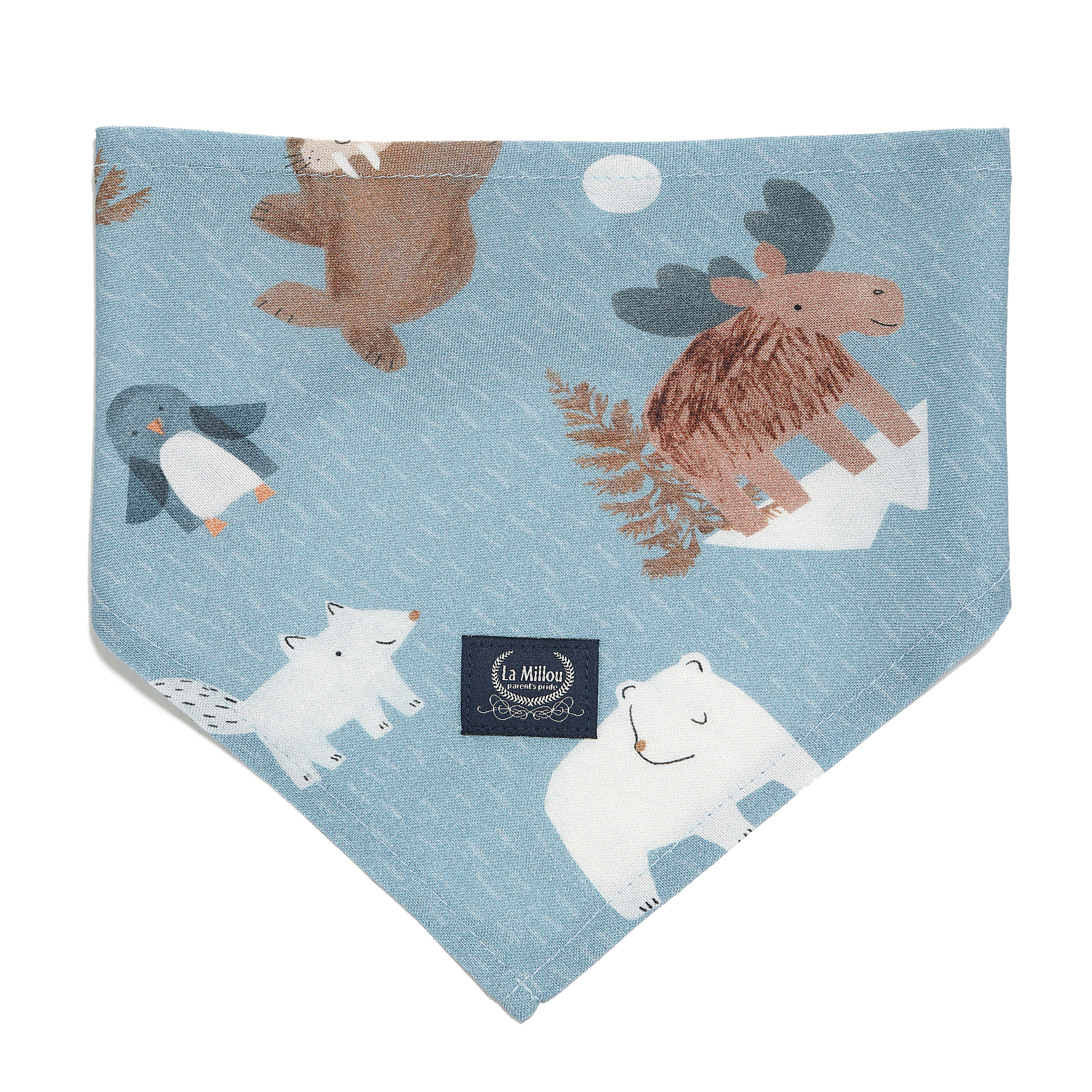 La Millou波蘭 竹纖涼感口水兜｜抗菌口水兜｜北極好朋友(藍底)