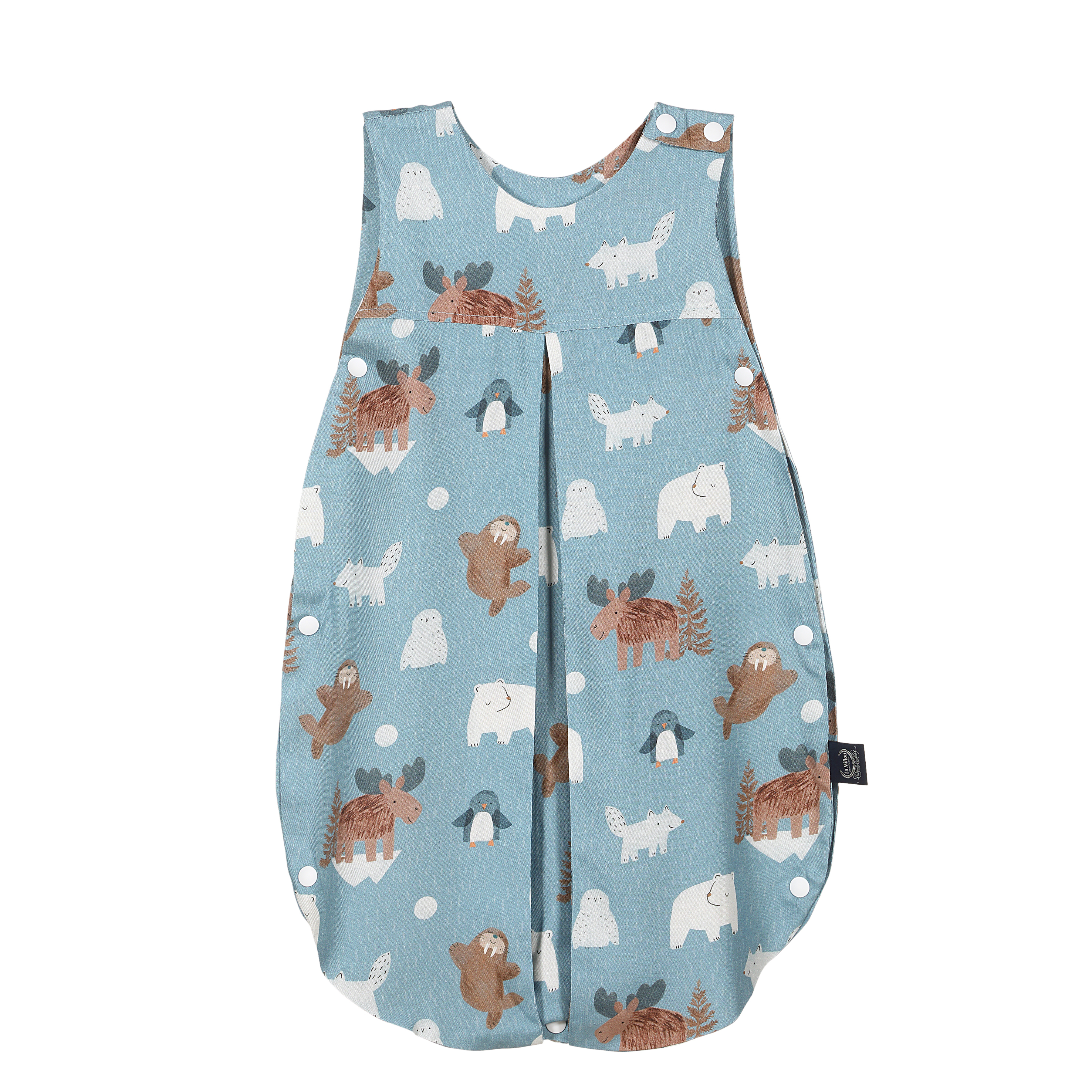 La Millou波蘭 抗菌竹纖涼感防踢被/防踢背心分腿扣(70cm)｜北極好朋友(藍底)