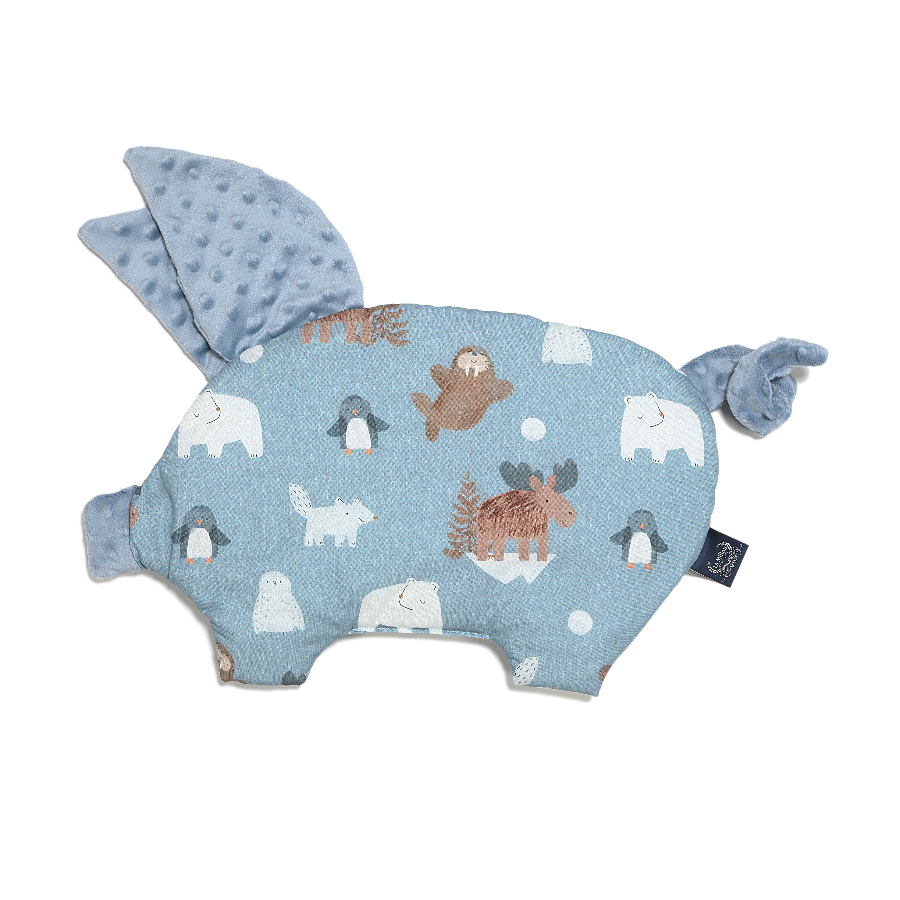 La Millou波蘭 豆豆小豬枕｜北極好朋友(藍底)｜哥倫比亞藍