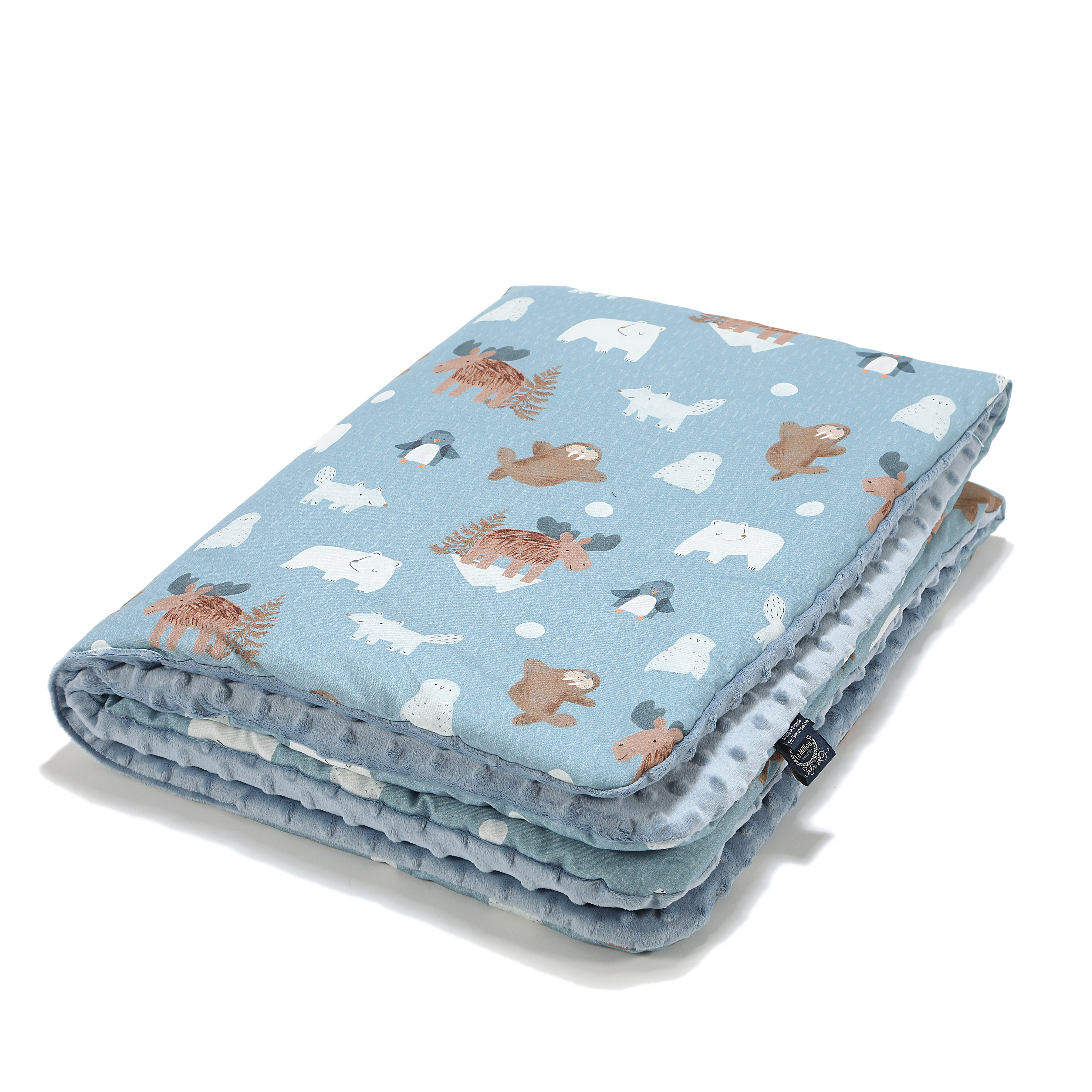 La Millou波蘭 暖膚豆豆毯｜北極好朋友(藍底)｜哥倫比亞藍