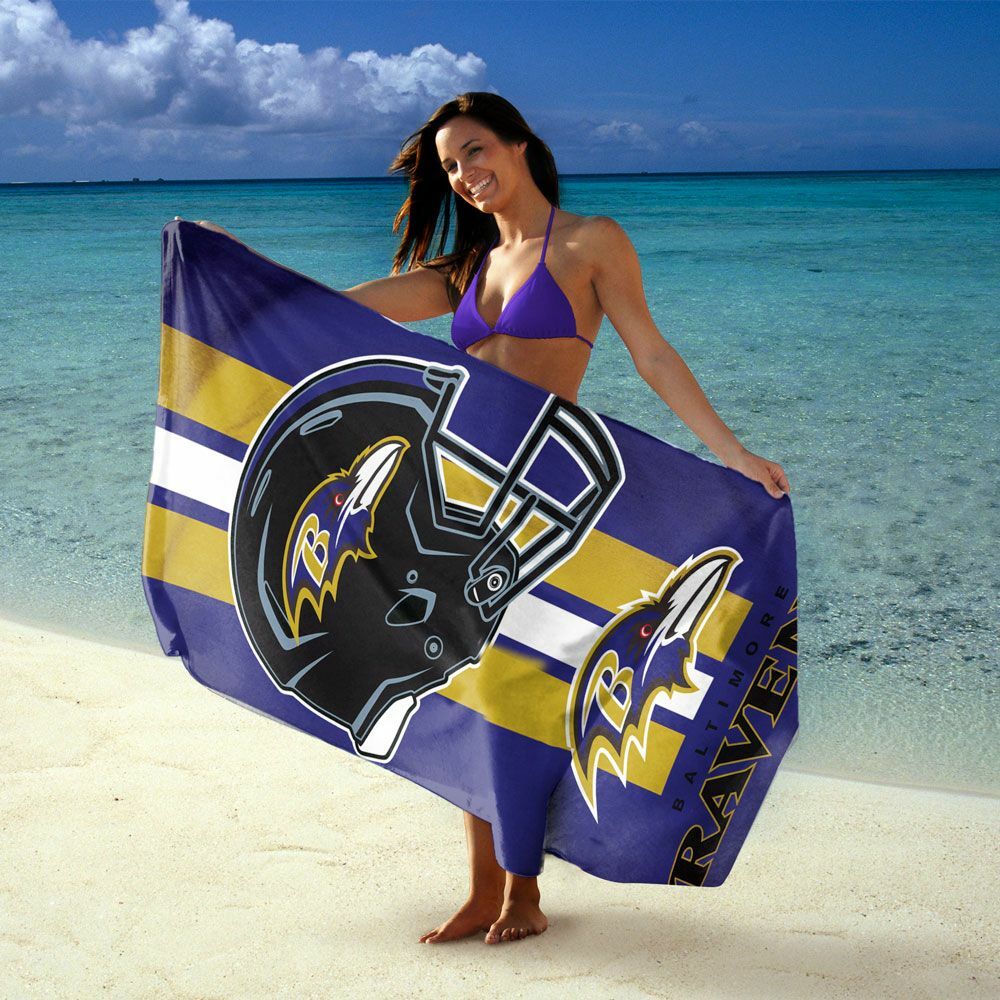 WinCraft NFL 巴爾的摩烏鴉隊 30 X 60 英吋 海灘大毛巾