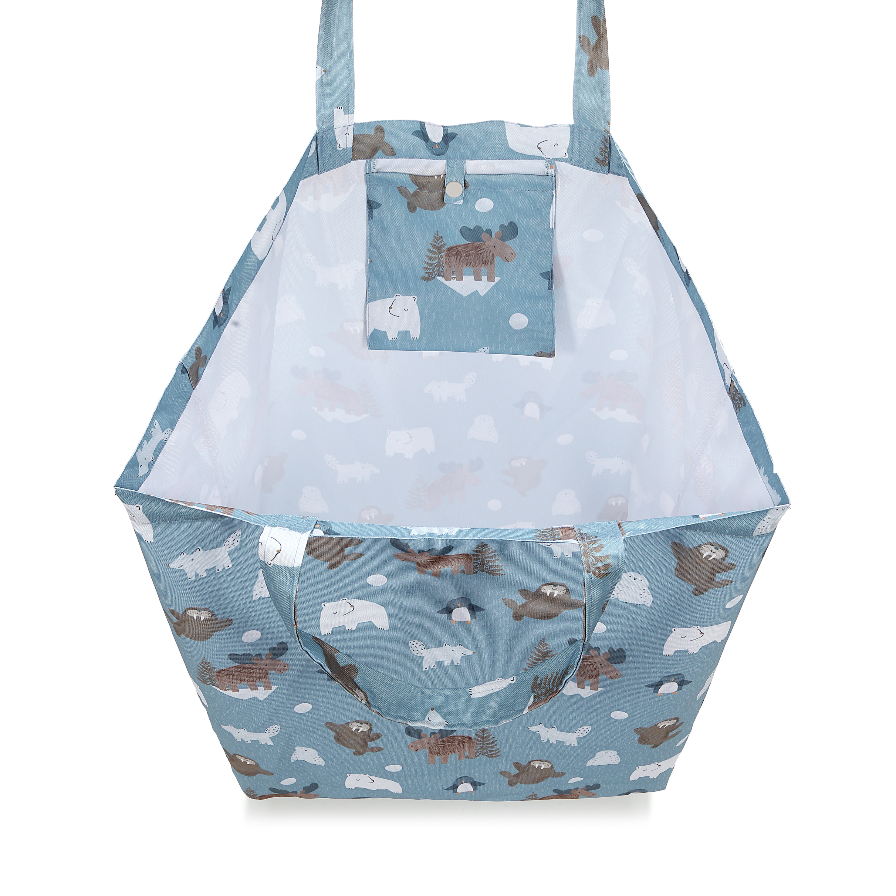 La Millou波蘭 FEERIA 多功能時尚媽媽束口購物袋｜北極好朋友(藍底)