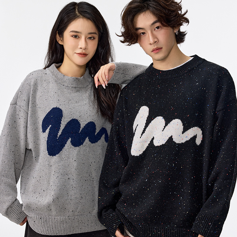 11M08 抽象幾何混色點點針織毛衣 三色