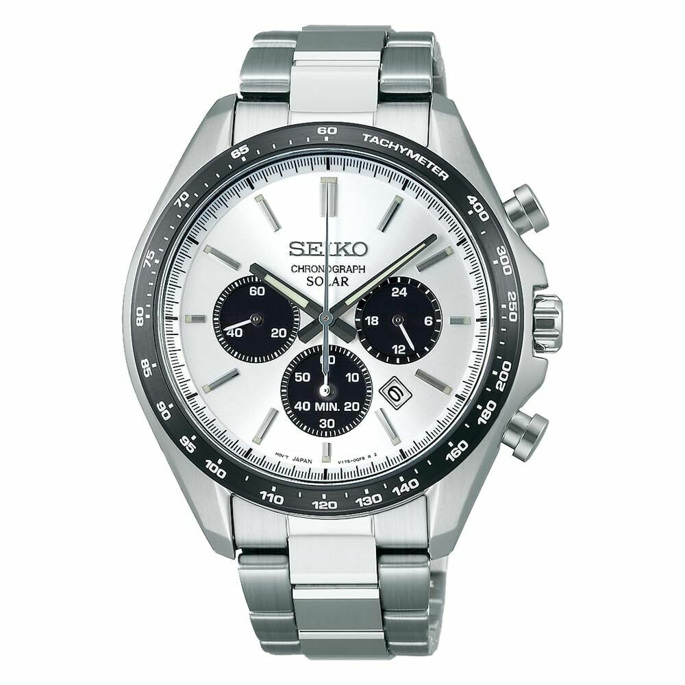 Japanese version Seiko Selection Solar Chronograph Tachymeter Panda-Dial SBPY165 White Panda / SBPY167 Black /  SBPY169 Band Color Black Solar Chronograph Watch 42.2mm