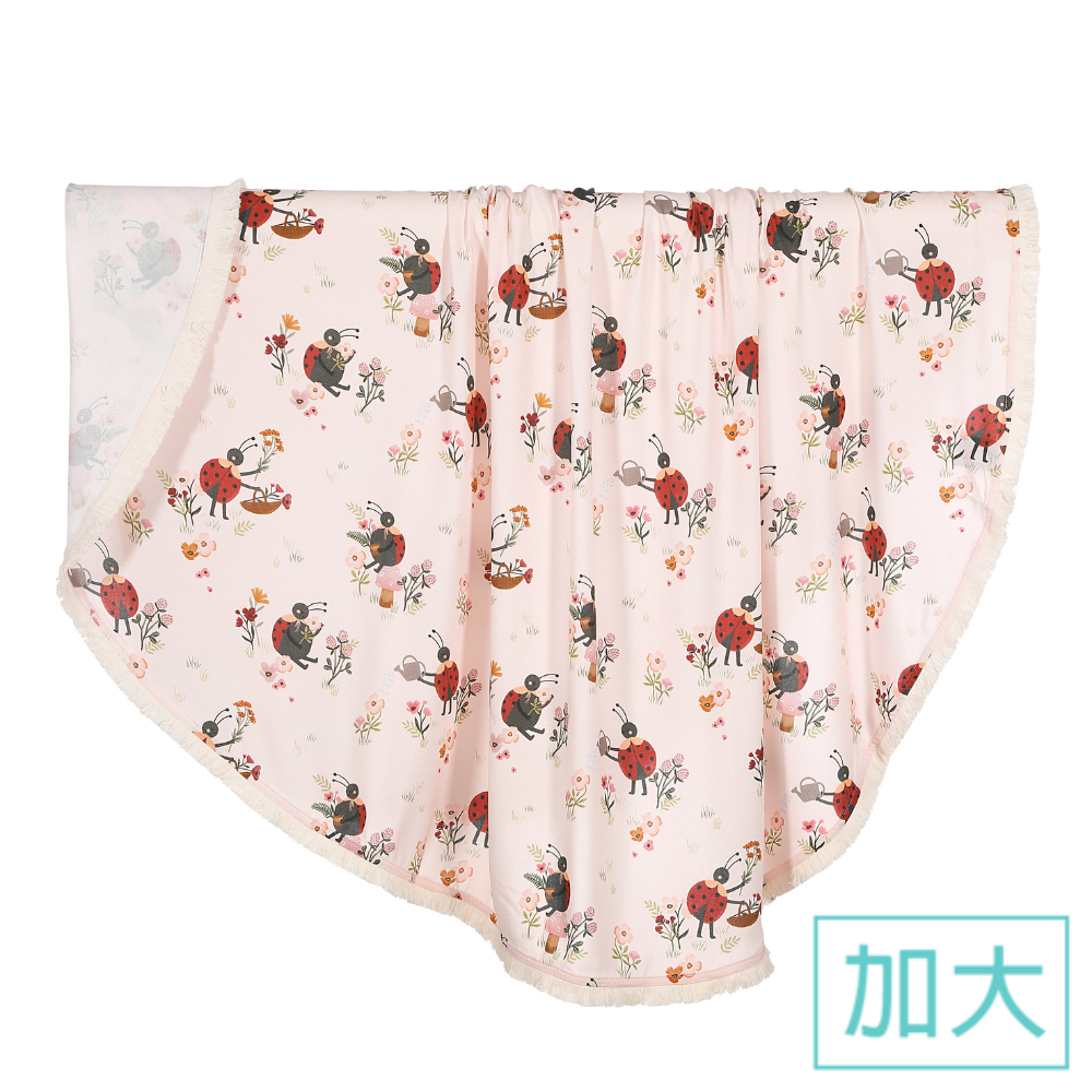 La Millou波蘭 竹纖涼感巾加大款圓形流蘇｜抗菌包巾｜花蜜小瓢蟲