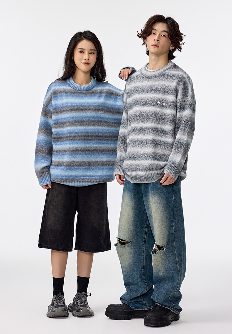 11M10 漸層混色條紋針織毛衣 三色