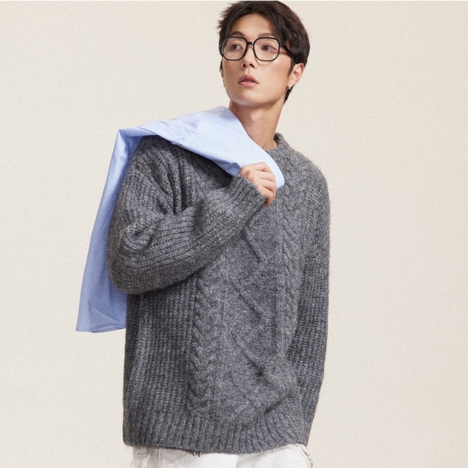 11M12 復古麻花菱格針織毛衣 三色