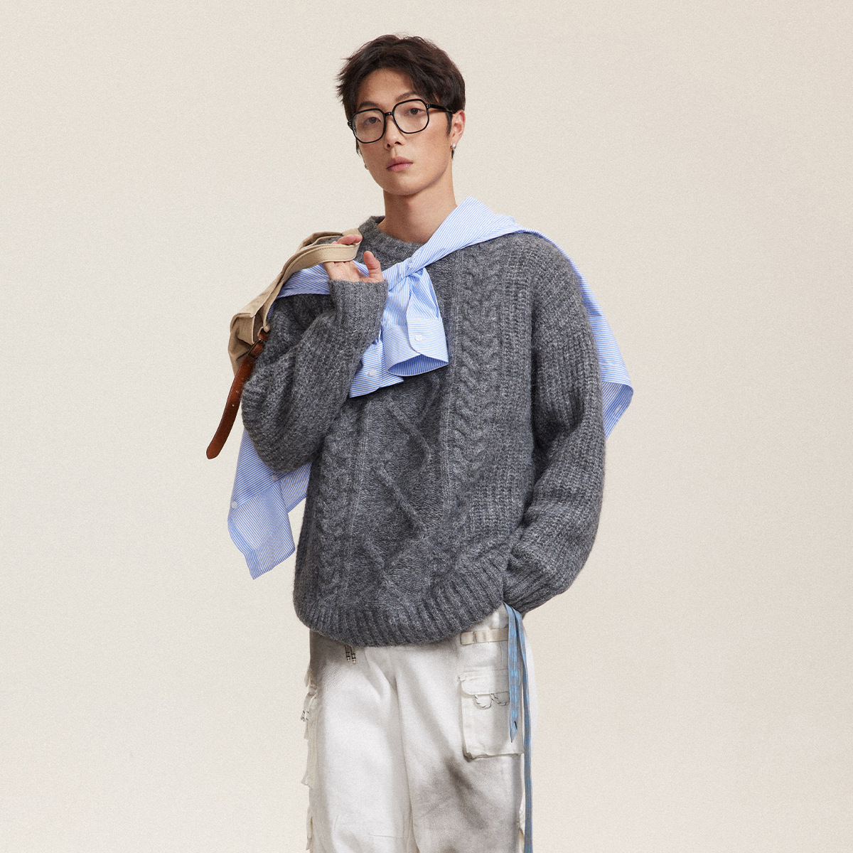 11M12 復古麻花菱格針織毛衣 三色