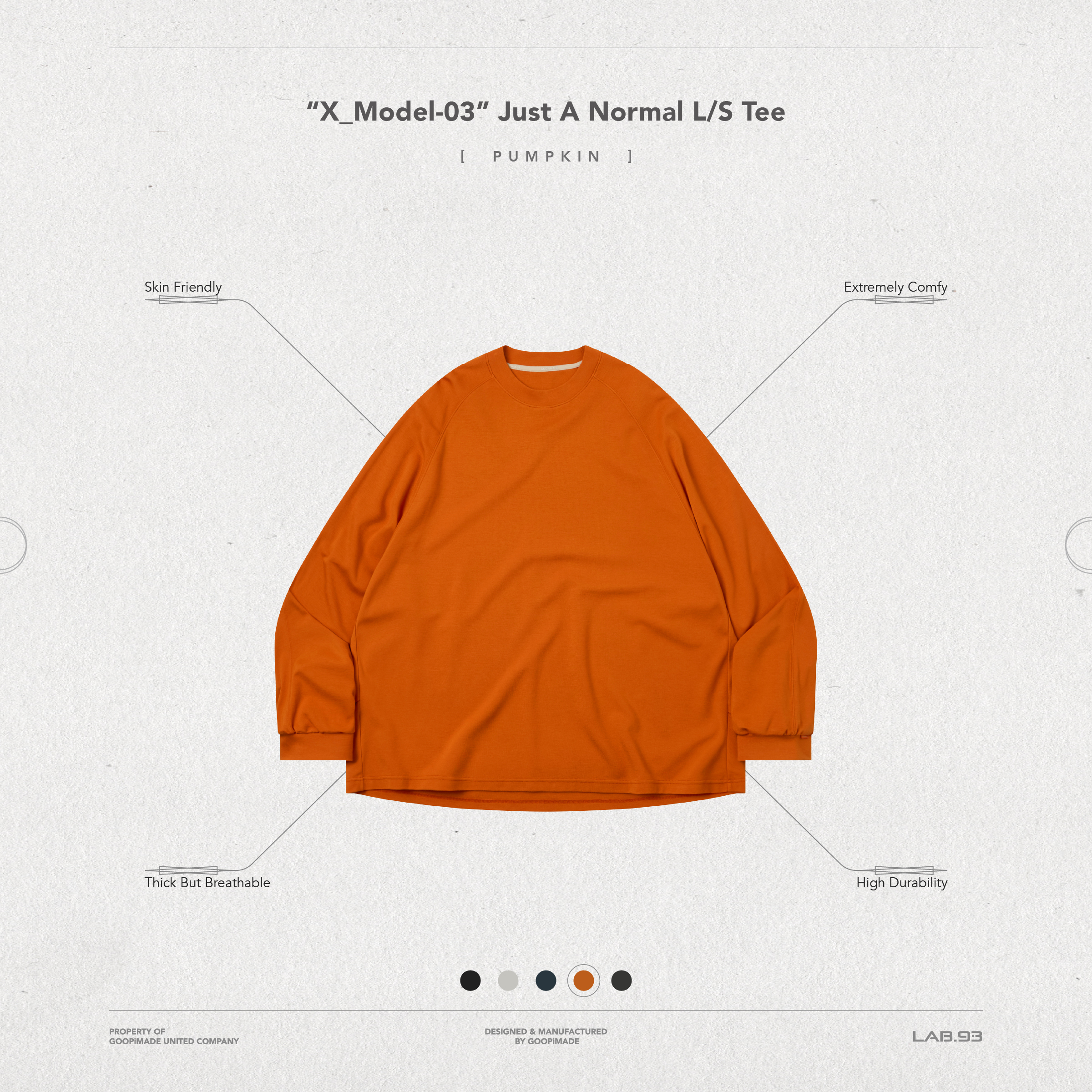 GOOPiMADE “X_Model-03” Just A Normal L/S Tee - Pumpkin
