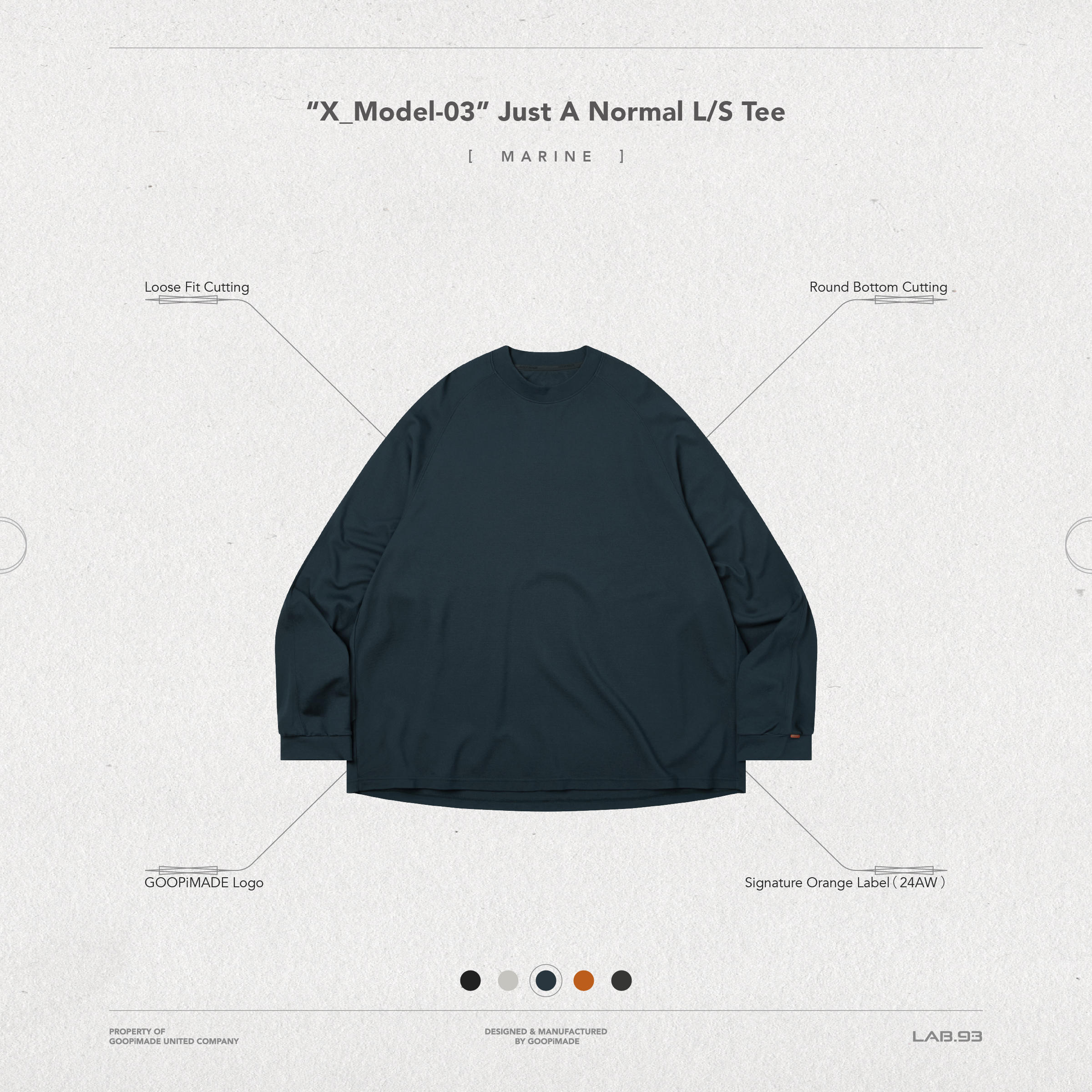 GOOPiMADE “X_Model-03” Just A Normal L/S Tee - Marine