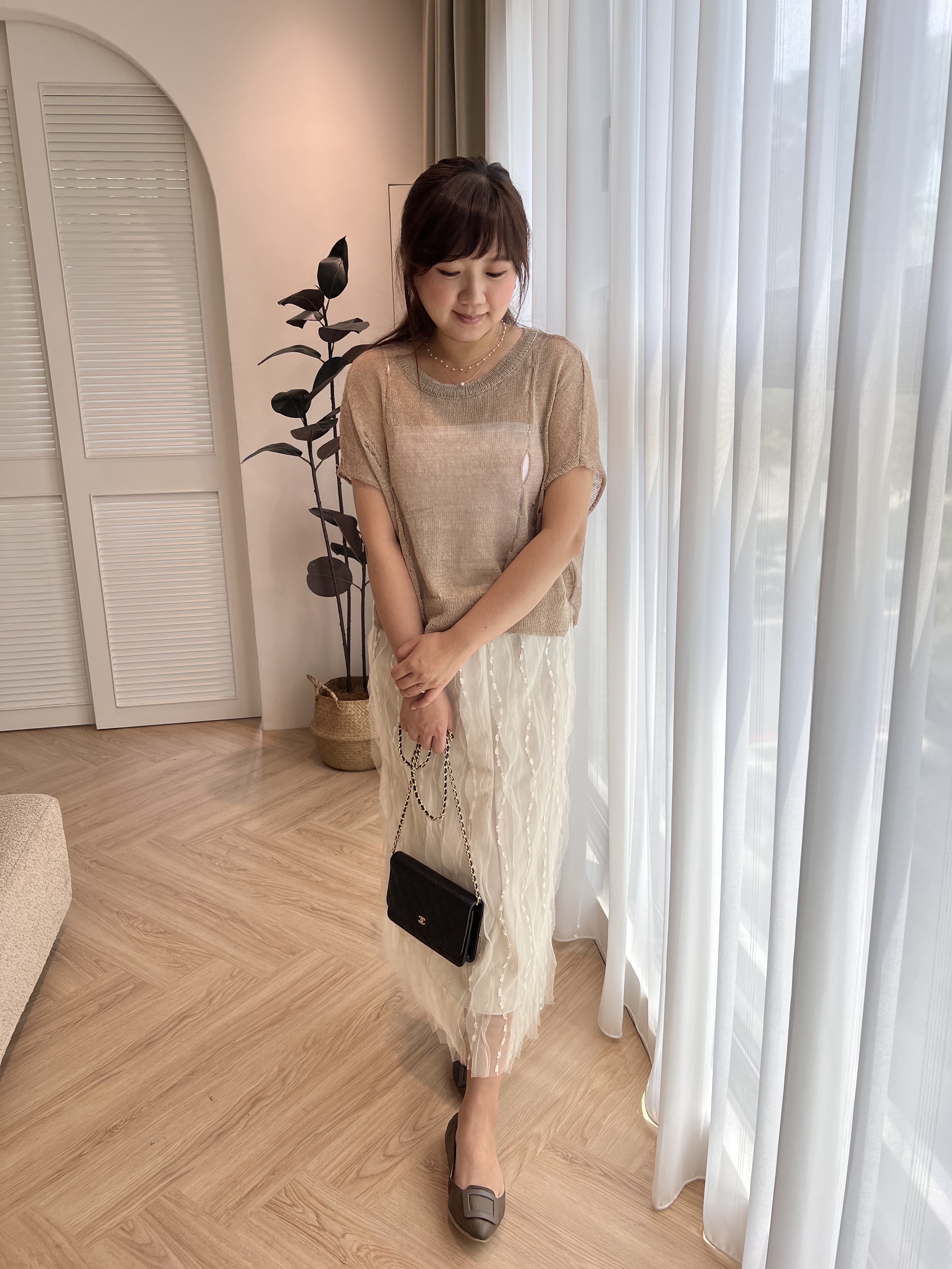 🇰🇷圓領破損設計薄罩衫上衣