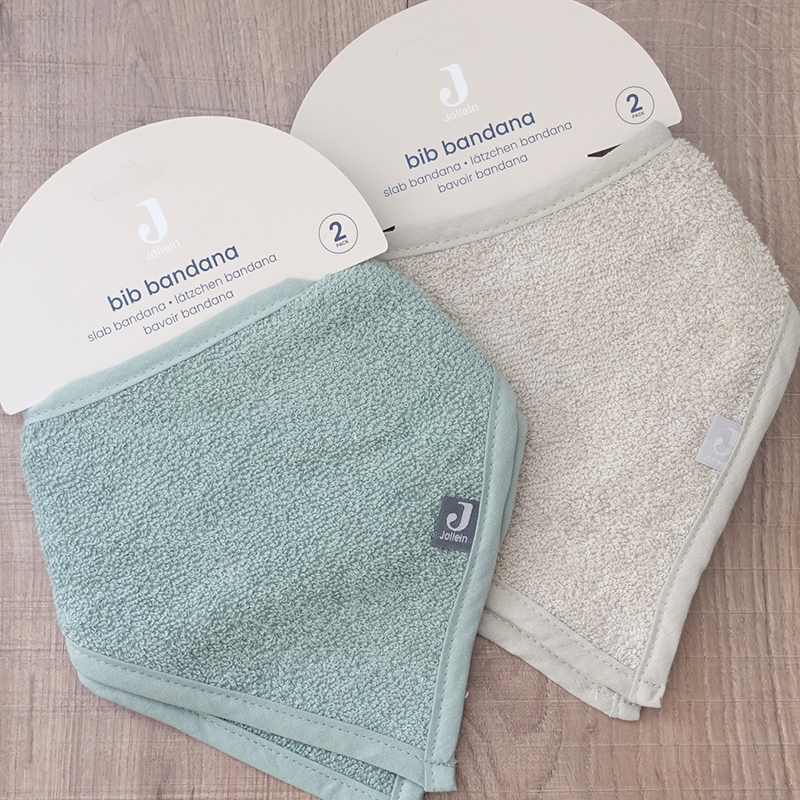 荷蘭Jollein 圍兜2入-Ash Green