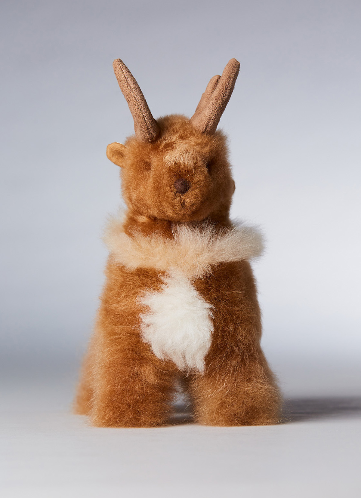 ST.MALO 秘魯工匠手工天然羊駝毛雪橇馴鹿28CM-2472DE-淺棕