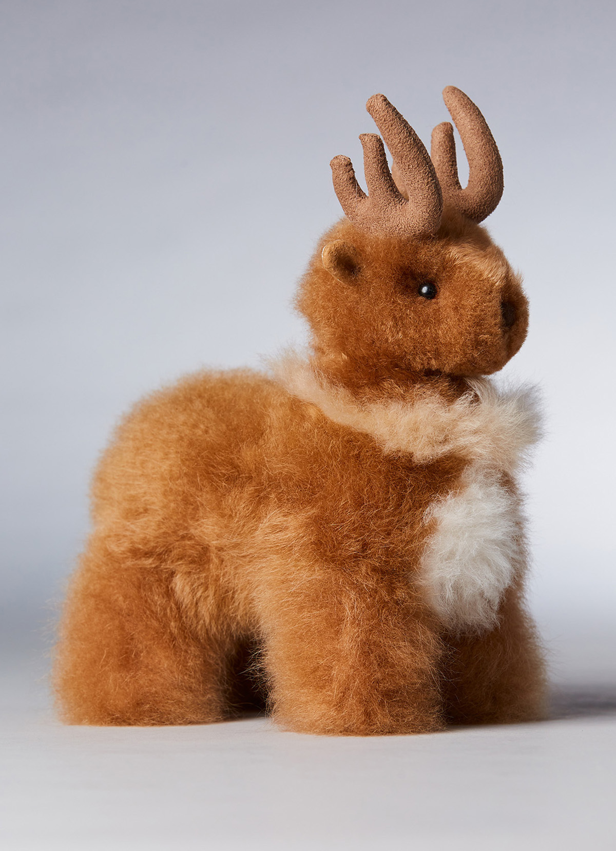 ST.MALO 秘魯工匠手工天然羊駝毛雪橇馴鹿28CM-2472DE-淺棕