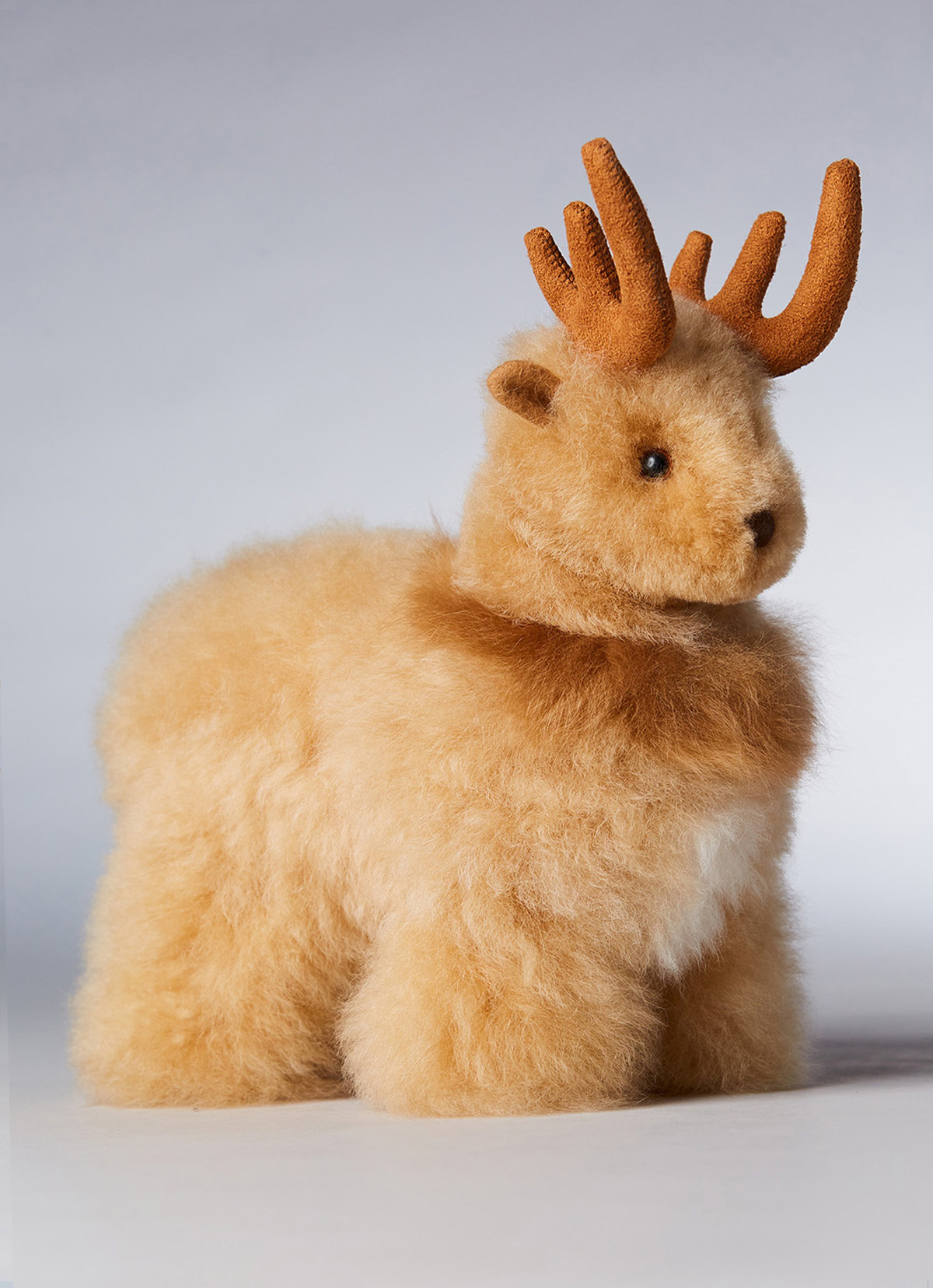 ST.MALO 秘魯工匠手工天然羊駝毛雪橇馴鹿28CM-2472DE-駝色