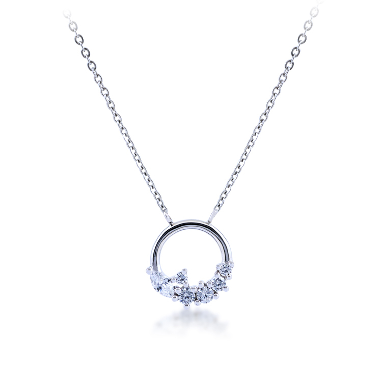 925純銀 「Moon 月神」 晶鑽套鍊 (16吋+2公分延長鍊)- SDS0026