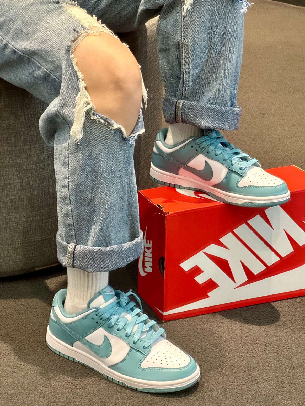 Nike Dunk Low 湖水藍綠 白藍色 皮革 男女款 DV0833-106/預購