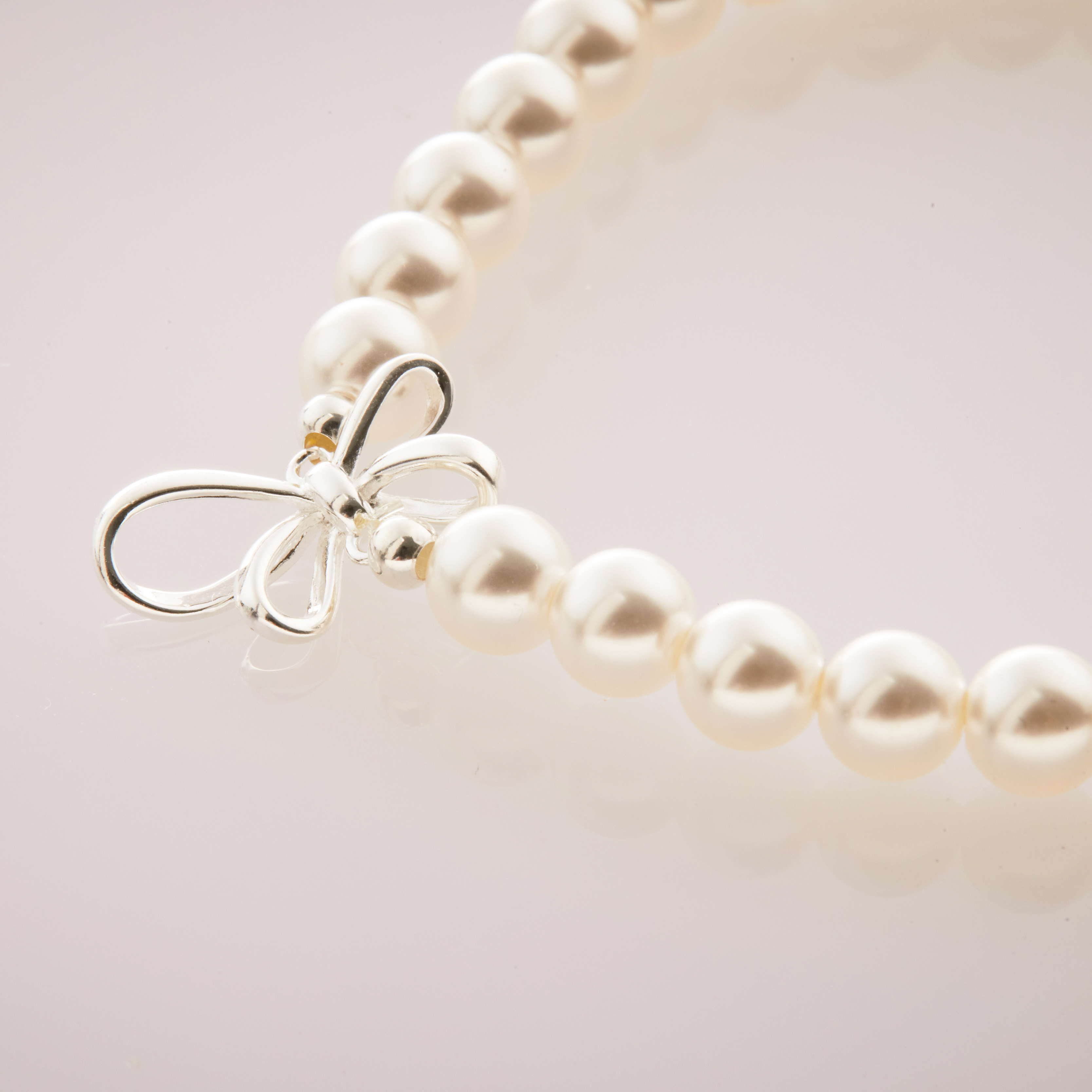 B316 | 純銀蝴蝶結珍珠手鍊