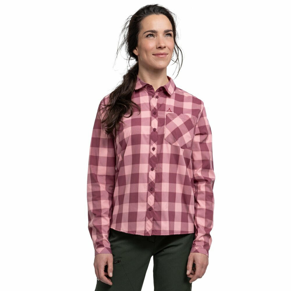 【Schoffel】女快乾機能長袖襯衫 / 24SL20-13476-[粉紫格、紫黃格]