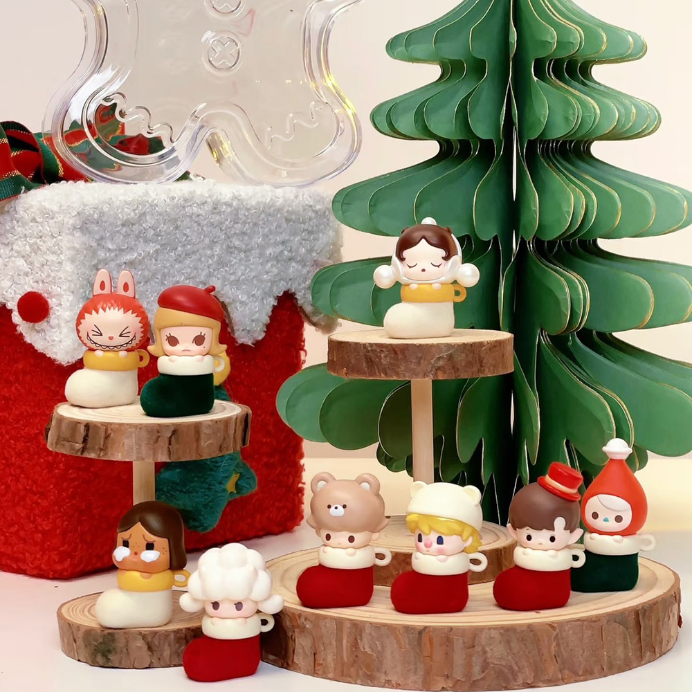 POP MART 泡泡瑪特 泡泡萌粒 聖誕襪系列公仔 一套不拆賣 薑餅人透明收納盒