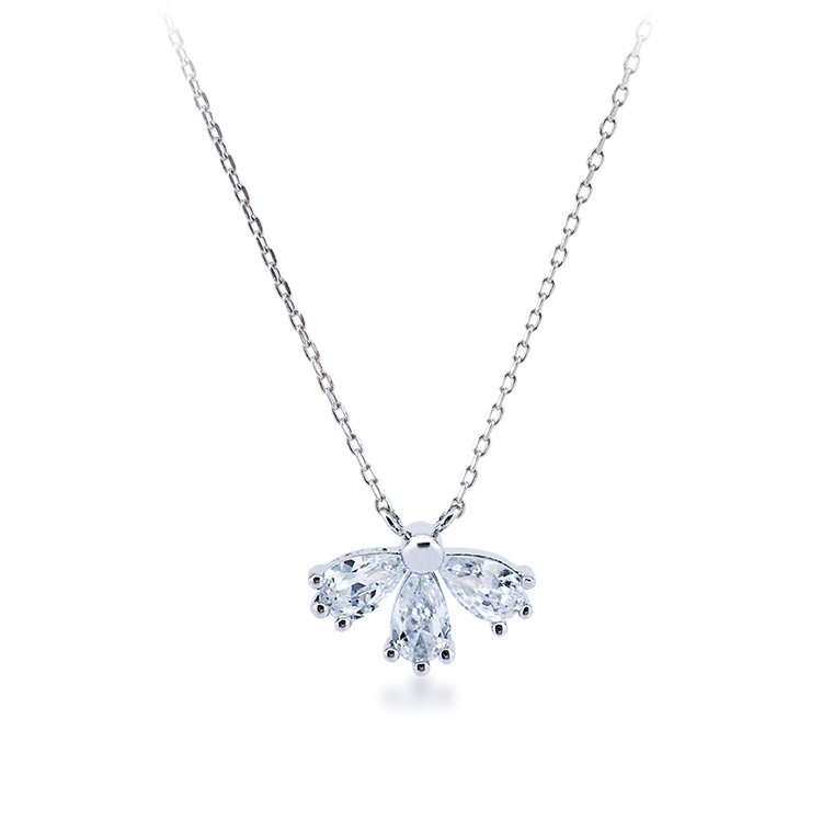 925純銀「愛的花瓣」晶鑽套鍊 (16吋+2公分延長鍊)-SDS0027