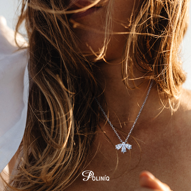 925純銀「愛的花瓣」晶鑽套鍊 (16吋+2公分延長鍊)-SDS0027