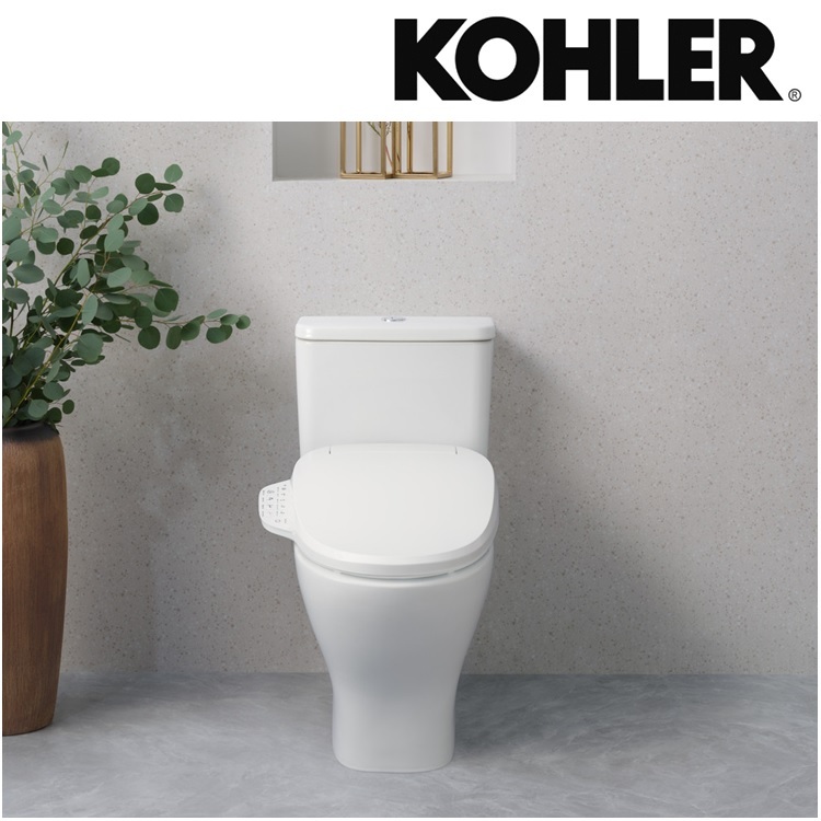 Kohler "Reach Up" K-25412H-HC-0 + K-8297MY-HC-0 One Piece Rimless Toilet with Dual Flush Flushing Technology w/ Bidet Seat Cover