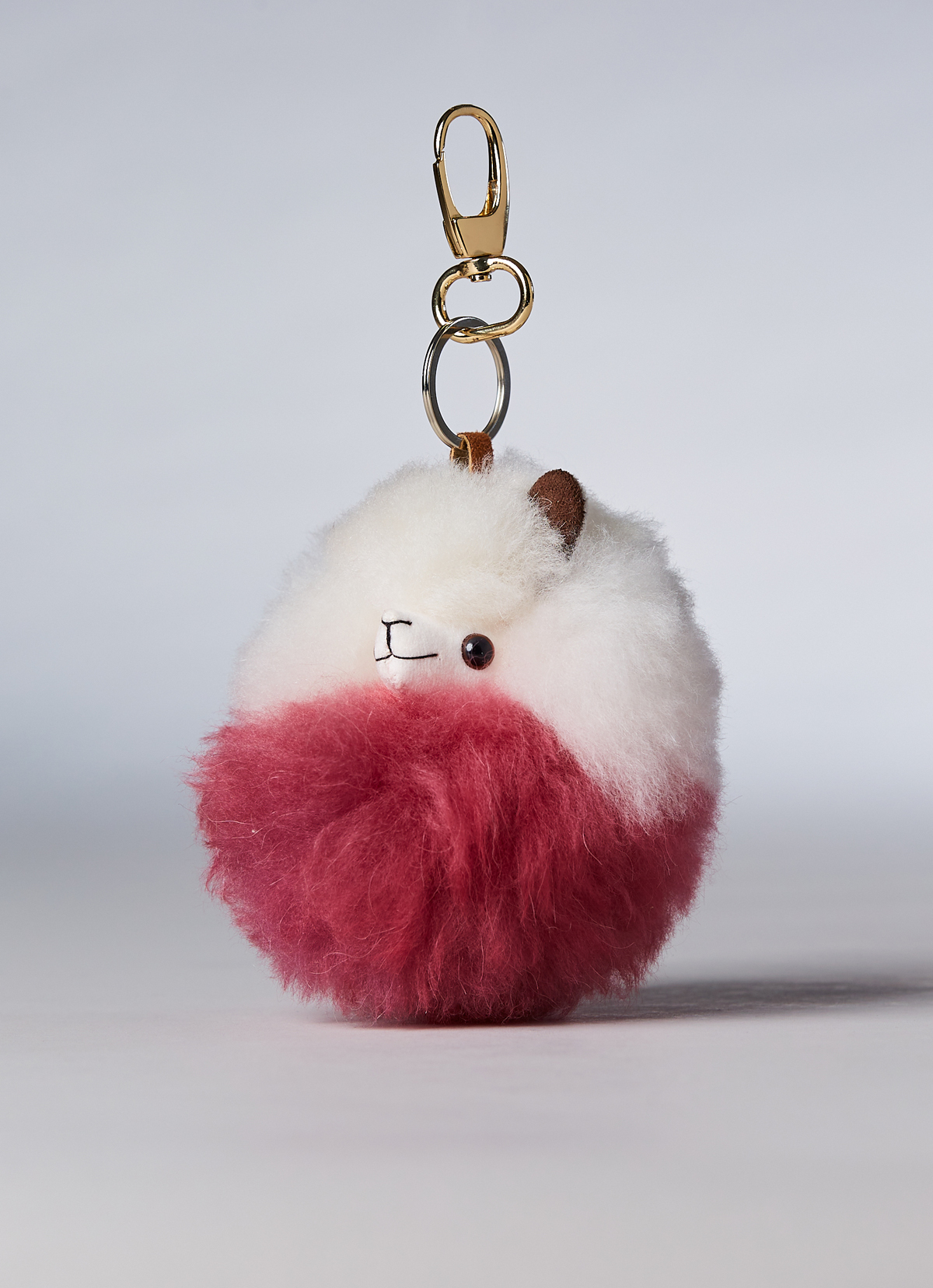 ST.MALO秘魯工匠手工天然羊駝毛聖誕系列羊駝鑰匙圈10cm-2473UH-迷紅雪人