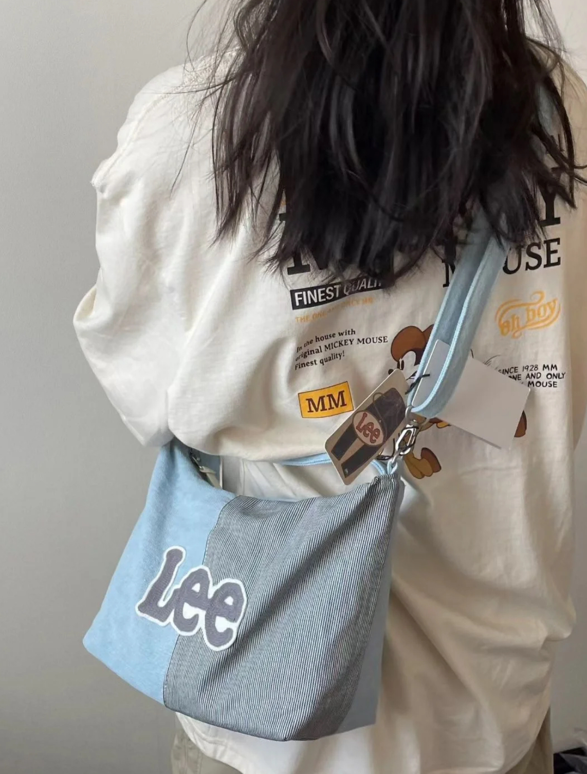 Lee 拼色牛仔餃子包 牛仔布 拼色 手提包 肩背包/預購