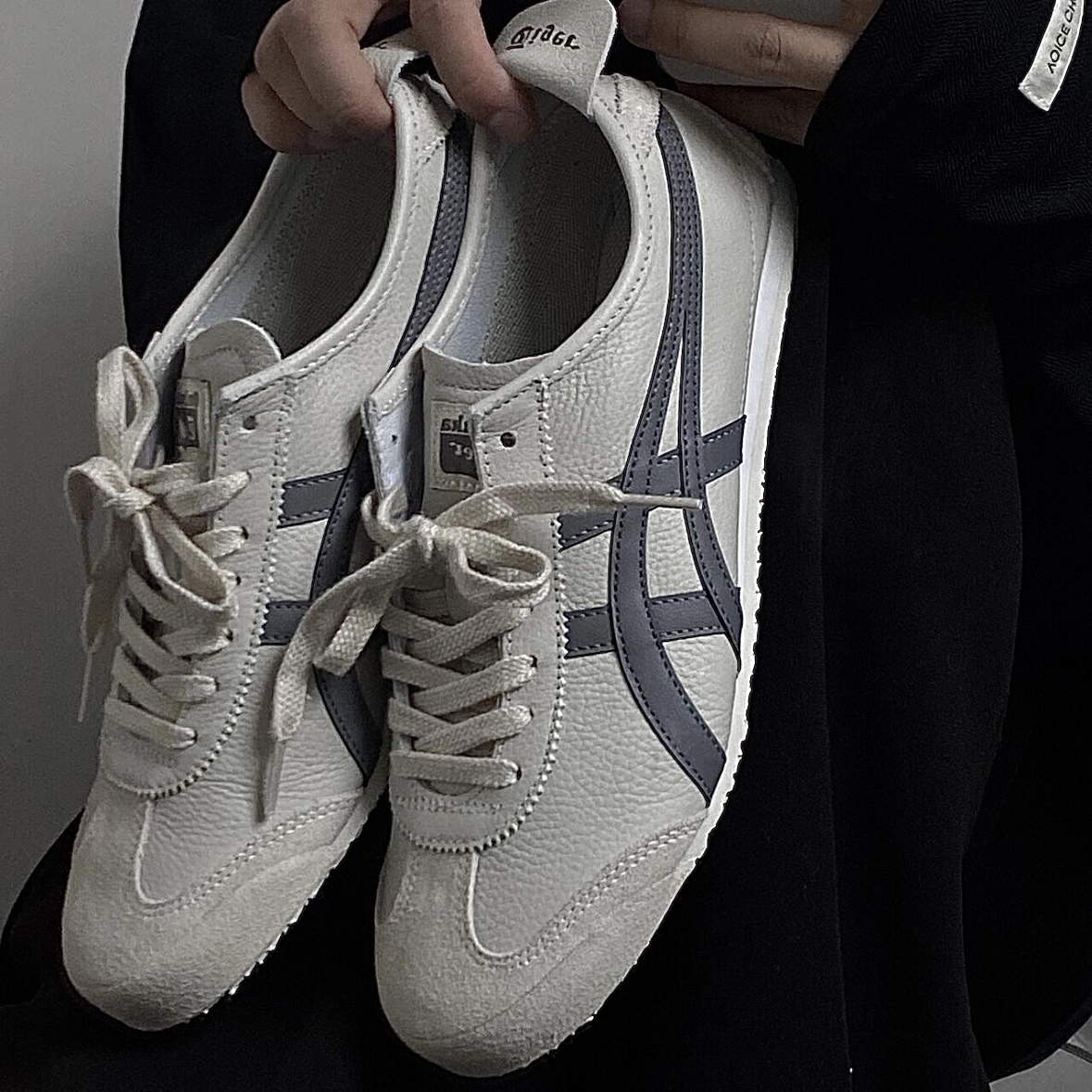 <美爆💜>Onitsuka Tiger Mexico 66 鬼塚虎 德訓鞋 荔枝紋 皮革 復古 燕麥米灰