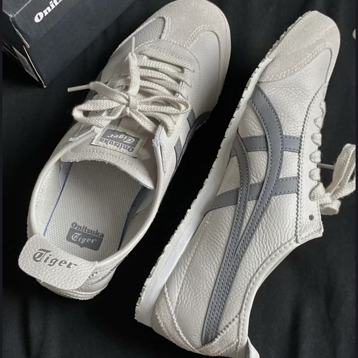 <美爆💜>Onitsuka Tiger Mexico 66 鬼塚虎 德訓鞋 荔枝紋 皮革 復古 燕麥米灰