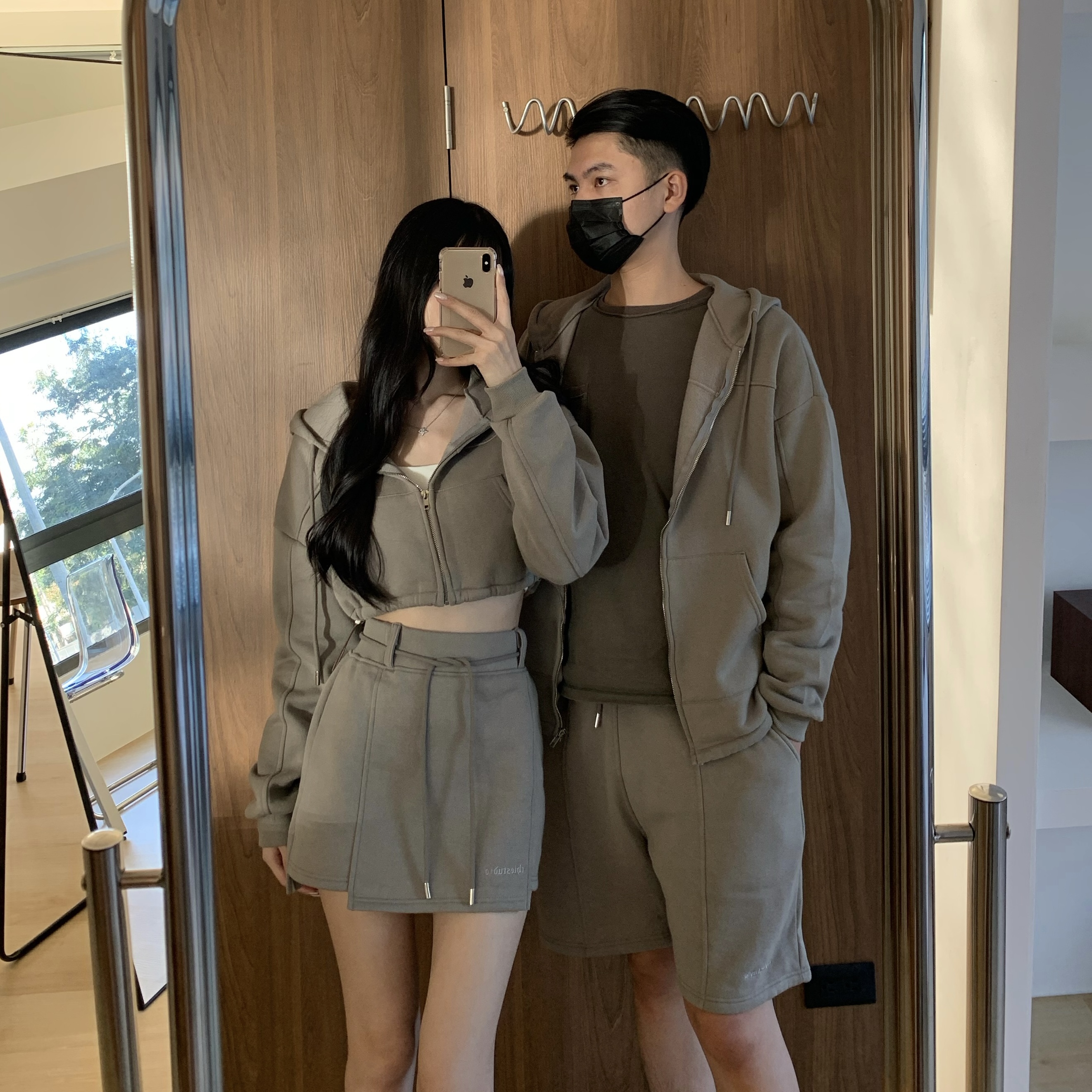 𝐂𝐡𝐢𝐞𝐬𝐭𝐮𝐝𝐢𝐨訂製·刺繡抽繩刷毛套裝/深奶灰(女款)