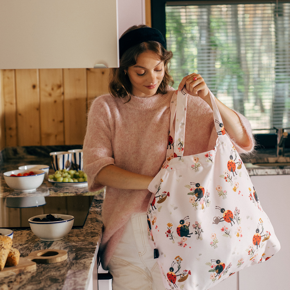 La Millou波蘭 FEERIA 多功能時尚媽媽束口購物袋｜Magda聯名款奶油豹紋