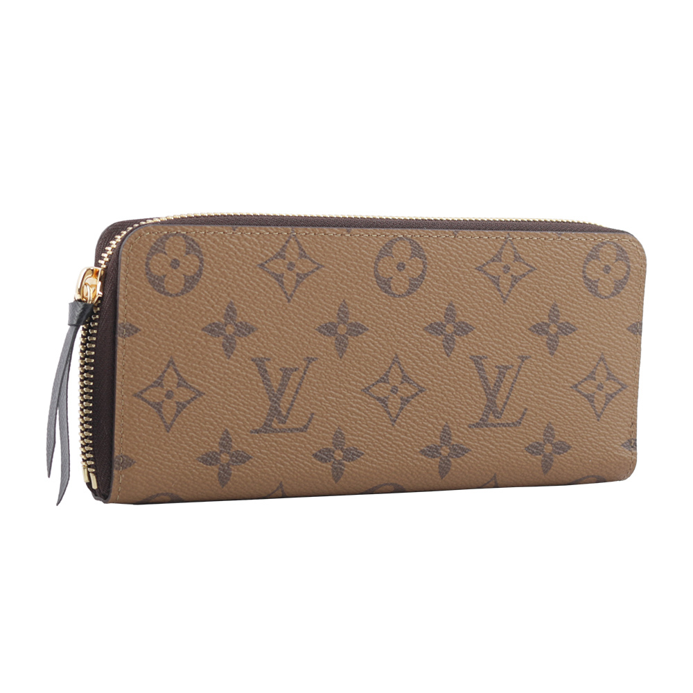 【Louis Vuitton / LV】Monogram CLEMENCE雙色ㄇ型拉鍊長夾(棕色) M82336