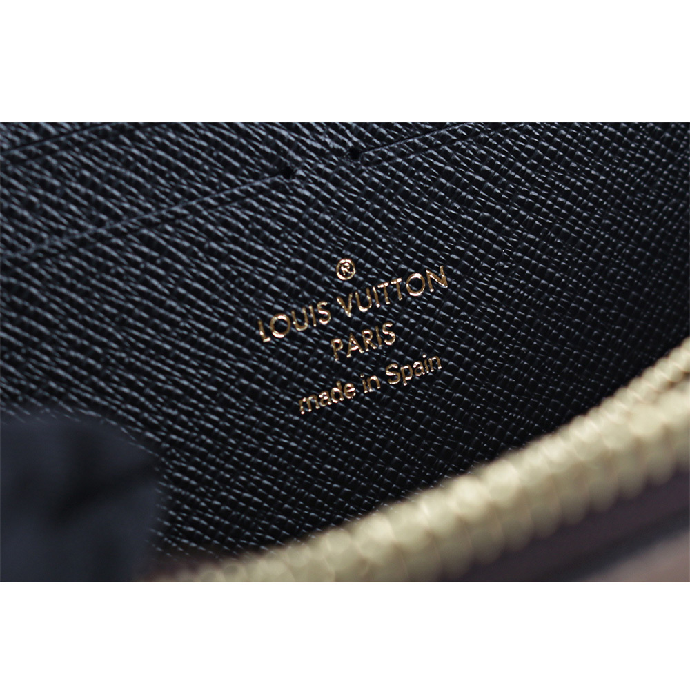 【Louis Vuitton / LV】Monogram CLEMENCE雙色ㄇ型拉鍊長夾(棕色) M82336