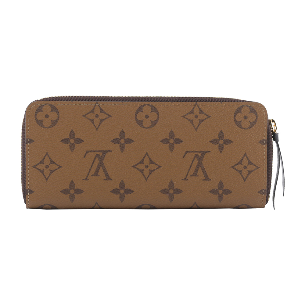【Louis Vuitton / LV】Monogram CLEMENCE雙色ㄇ型拉鍊長夾(棕色) M82336