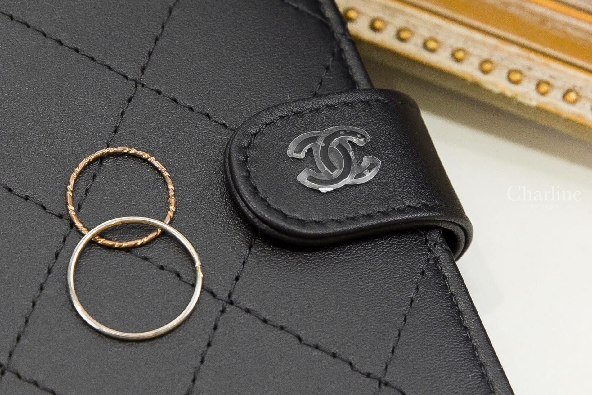 Chanel Passport Holder 黑色黑CC菱格紋黑色內裡釦式護照夾