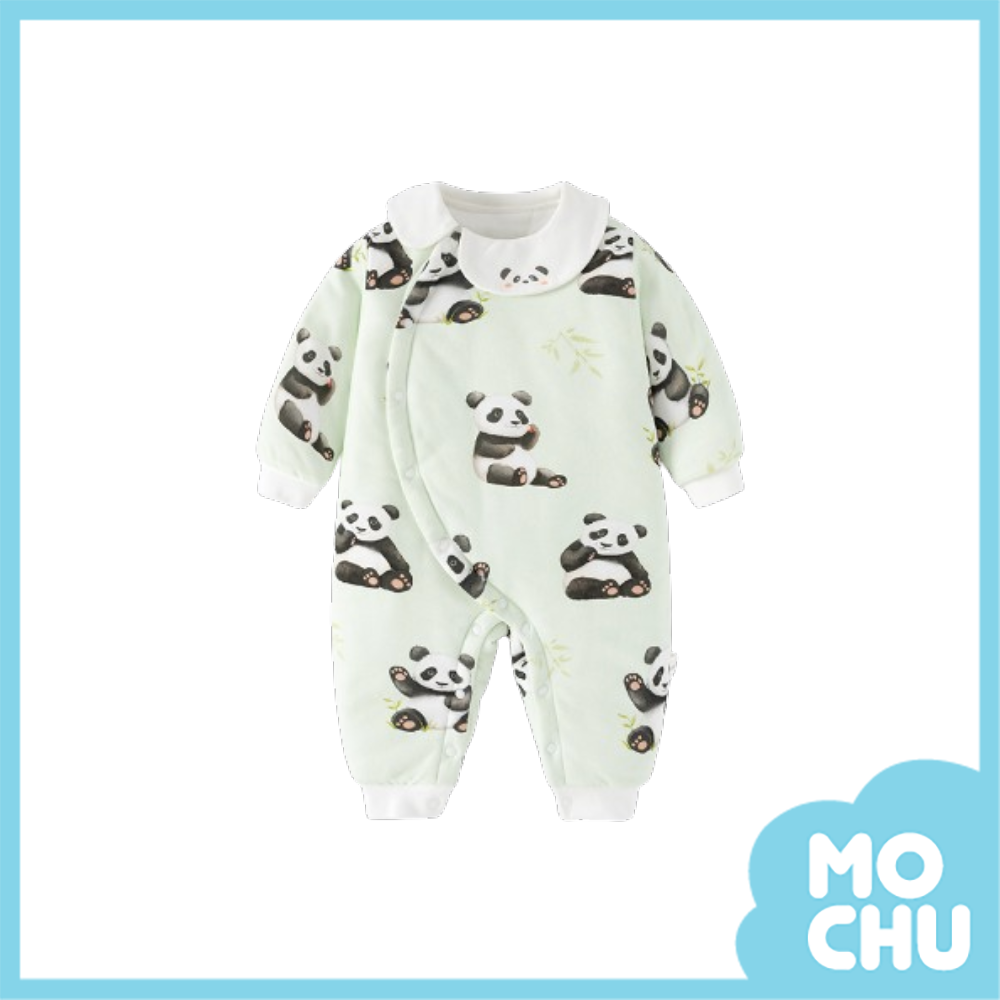 竹子熊貓翻領加棉連身衣