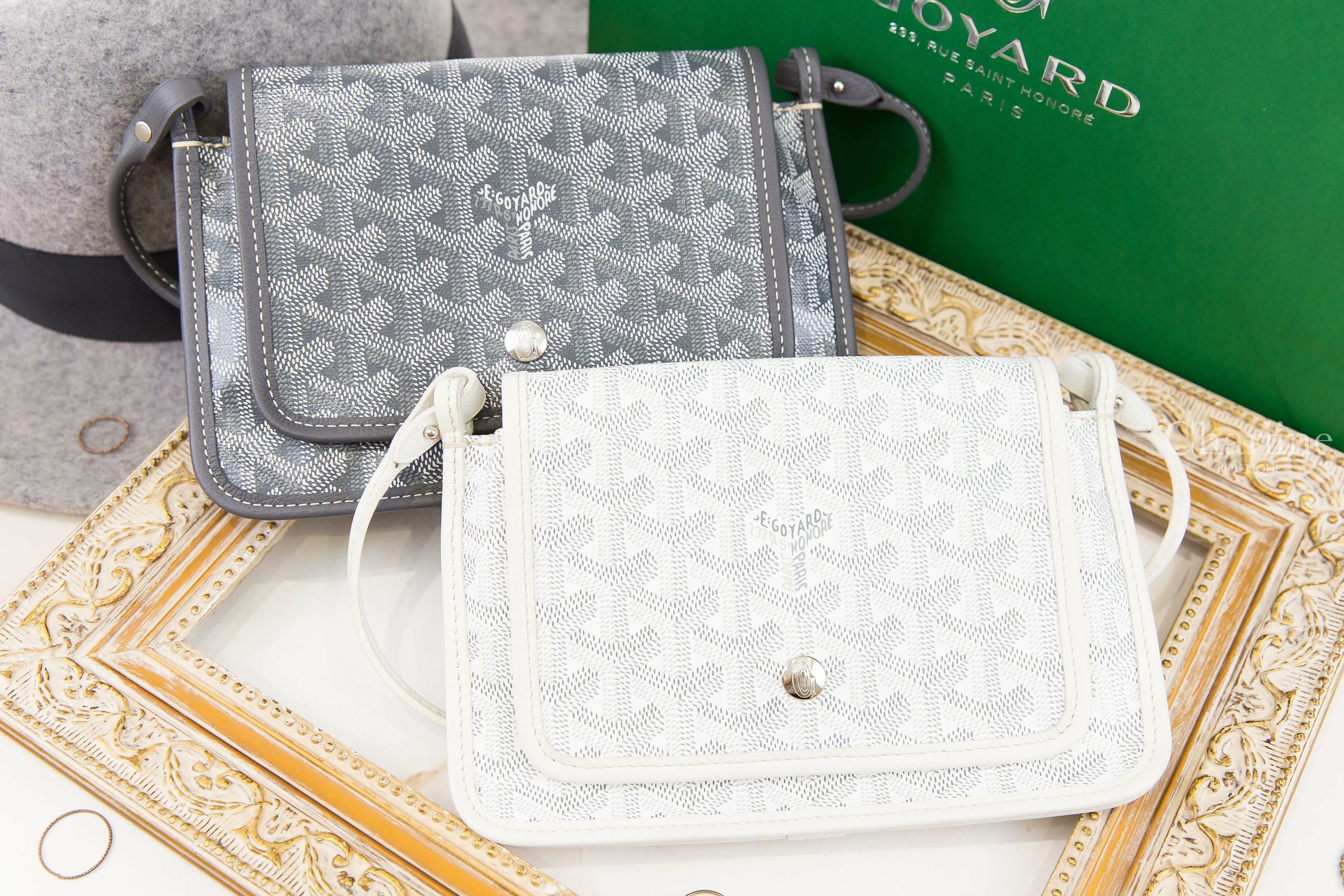 Goyard Plumet Pocket Wallet 灰色帆布小牛皮肩背包,Goyard Plumet Pocket Wallet 白色帆布小牛皮肩背包-Charline Boutique 精品代購
