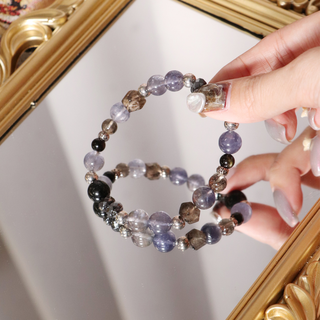 ☽◌*城市旅人／堇青．黑髮晶．黑金曜石．太赫茲