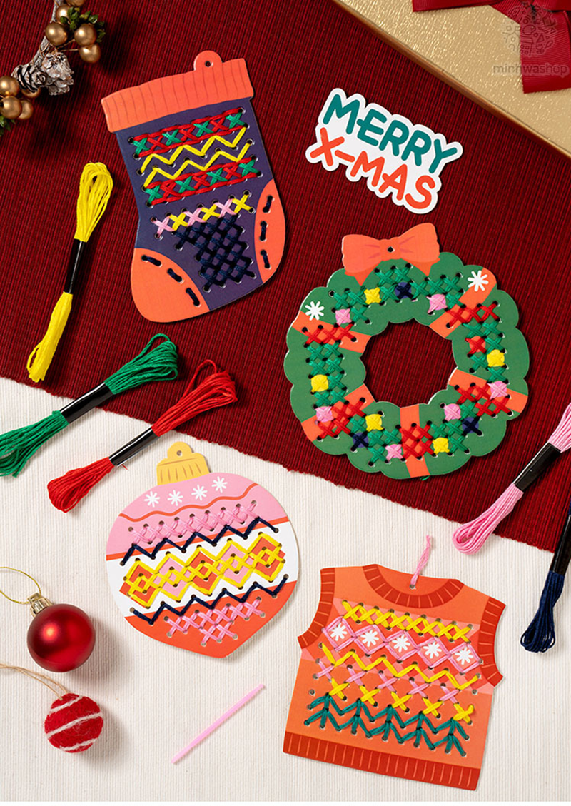聖誕DIY裝飾4件十字繡d手工編織材料包 AD9413