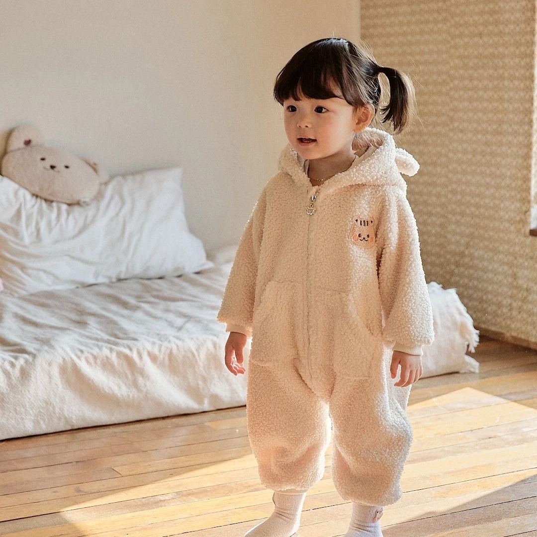 DOT萌萌耳暖暖系列-連帽拉鍊連身衣