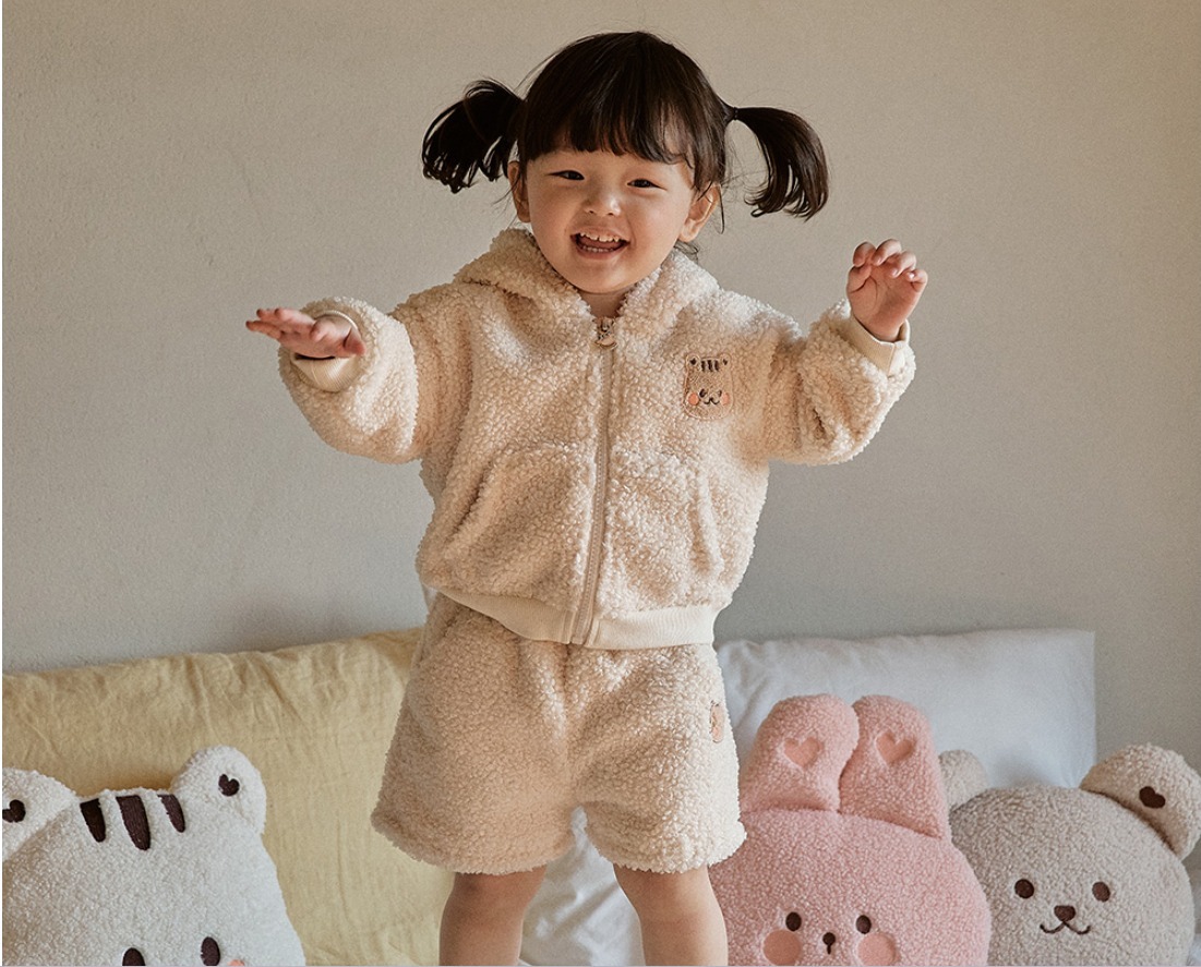 DOT萌萌耳暖暖系列-搖粒絨連帽拉鍊外套 (短褲需另外購買)