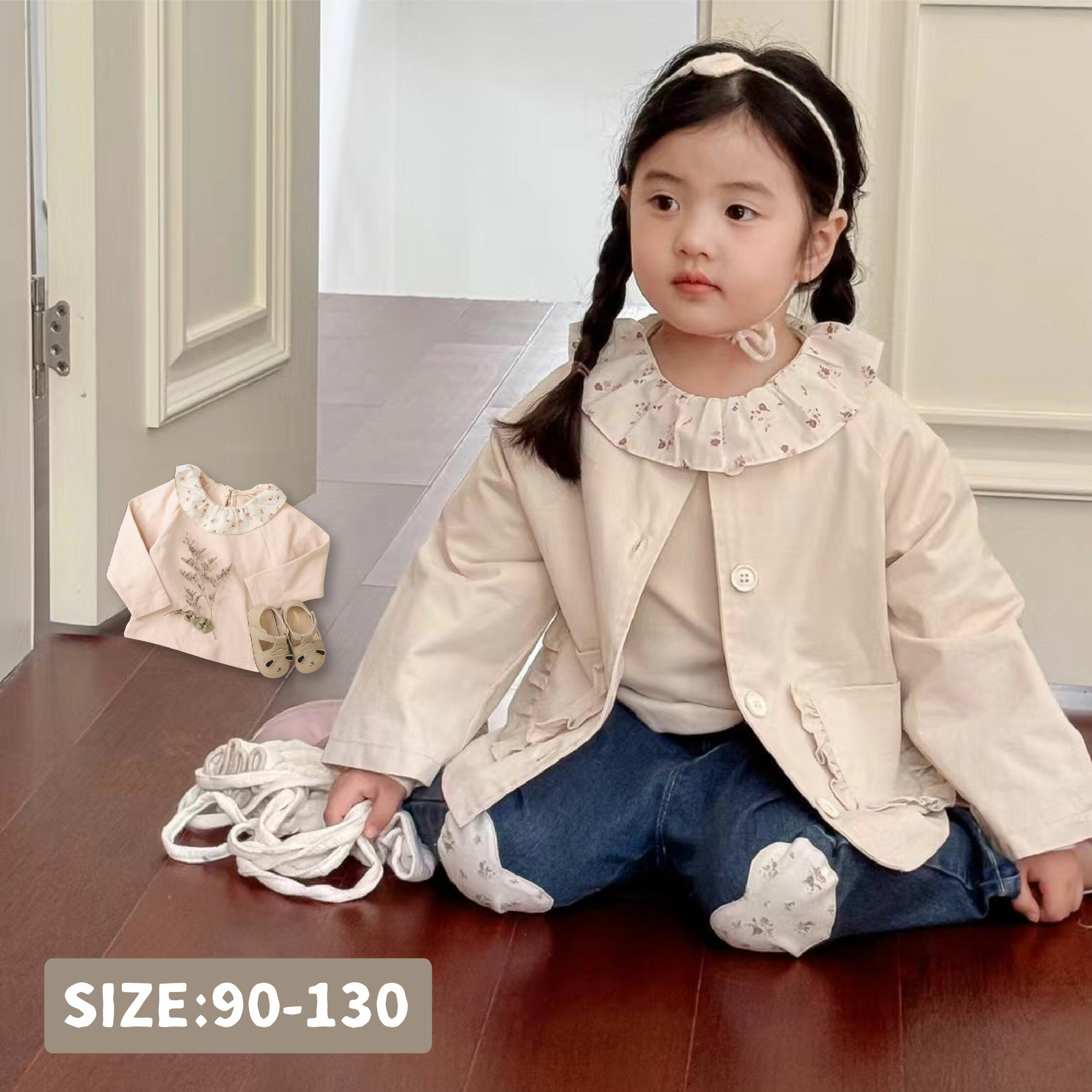 【H45334】氣質小碎花翻領舒適上衣/內搭衣