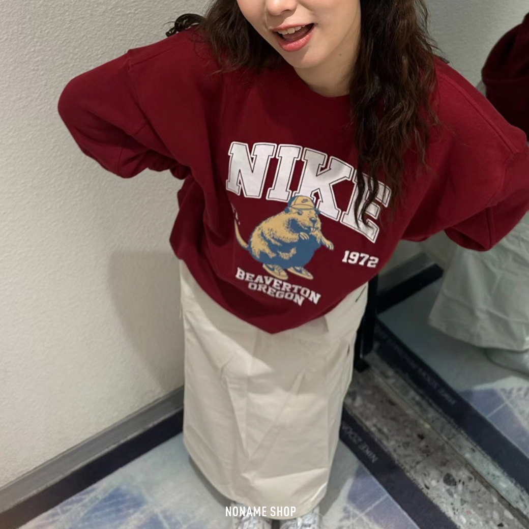 NIKE SPORTSWEAR CLUB 印花 河狸 大學T 兩色 (女款)