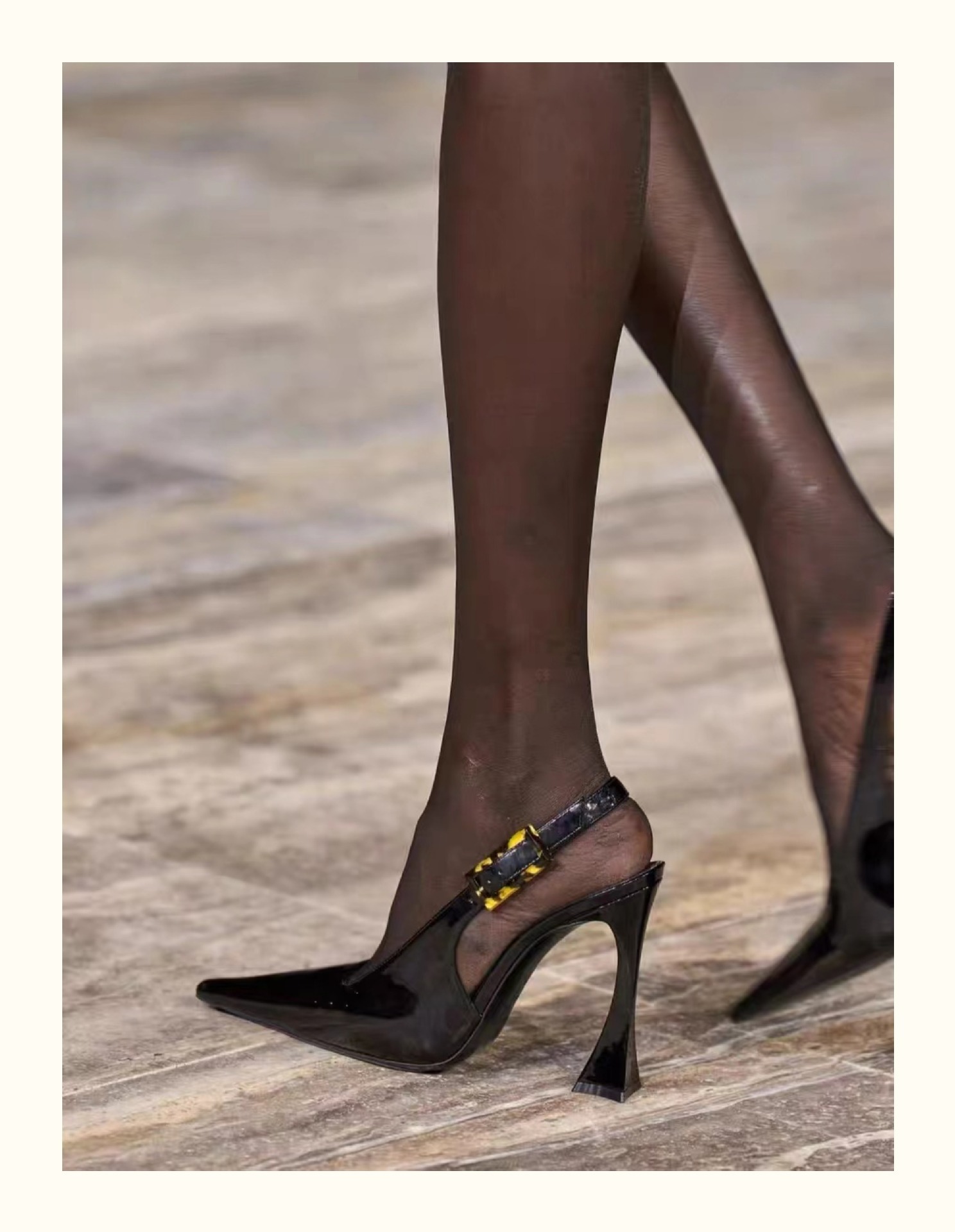 ROSE同款 玳瑁釦性感跟鞋(35-40)(酒紅/黑)