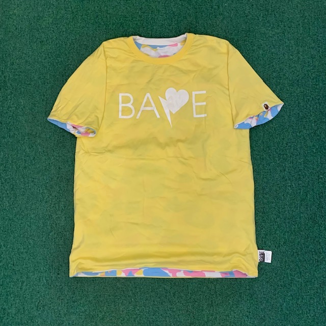 BAPE MULTI CAMO APE HEAD SWEAT REVERSIBLE (( USED A )) 中古美品 - YELLOW SIZE L IN STOCK NOW (現貨發售中)