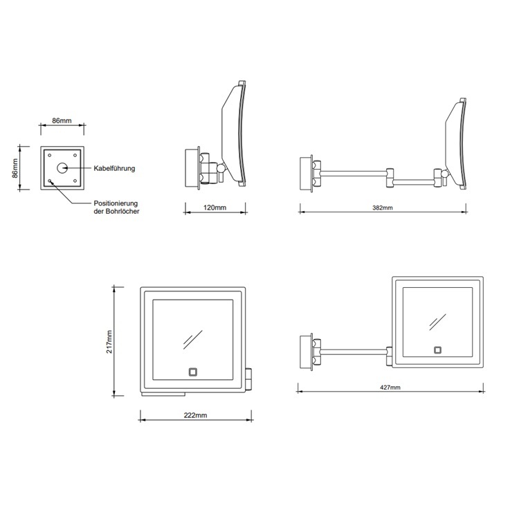 Décor Walther BS 84 TOUCH (0121600) 5x LED Wall Mounted Cosmetic Mirror